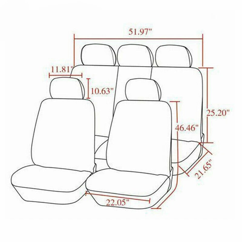 9Pcs Car Seat Covers Full Set Automotive Front Back Seat Bench Protectors