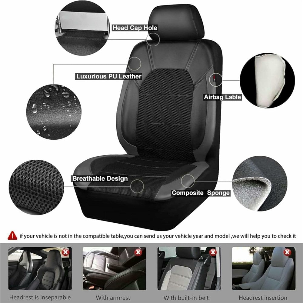 9Pcs Car Seat Covers Full Set Automotive Front Back Seat Bench Protectors