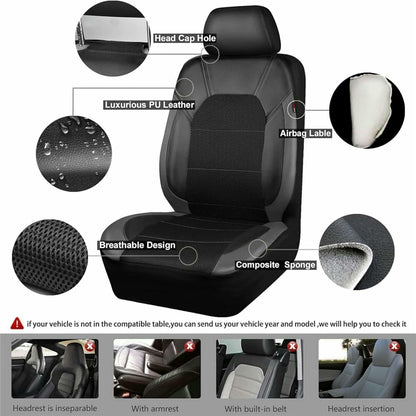 9Pcs Car Seat Covers Full Set Automotive Front Back Seat Bench Protectors