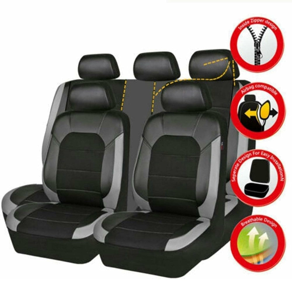 9Pcs Car Seat Covers Full Set Automotive Front Back Seat Bench Protectors