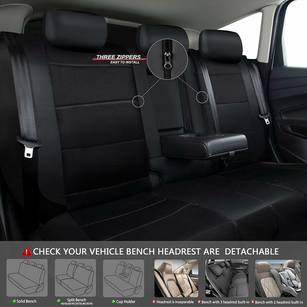 9Pcs Car Seat Covers Full Set Automotive Front Back Seat Bench Protectors