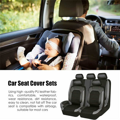 9Pcs Car Seat Covers Full Set Automotive Front Back Seat Bench Protectors