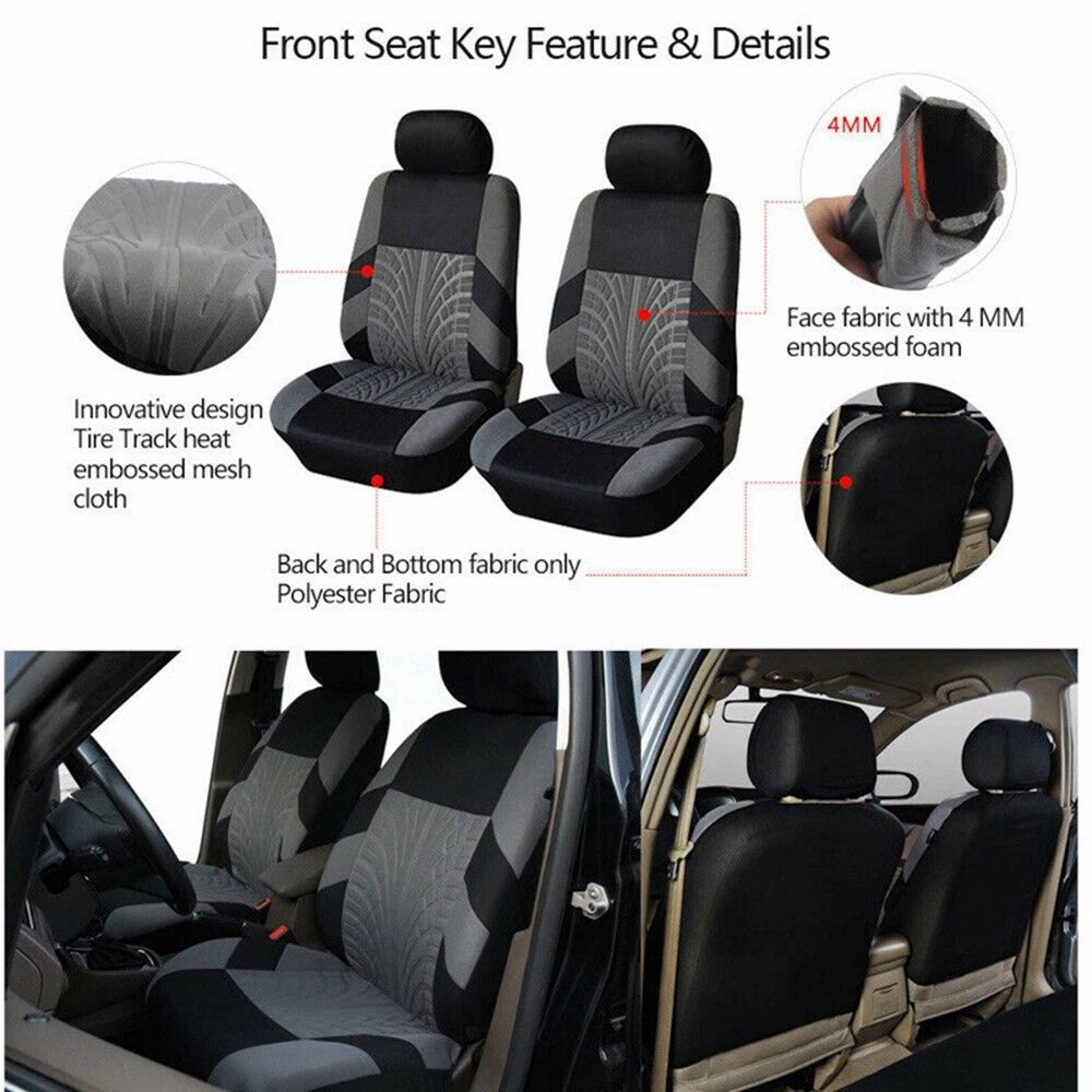 9Pcs Car Seat Covers Full Set Automotive 5-Seats Front Rear Covers Headrest Protectors