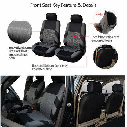 9Pcs Car Seat Covers Full Set Automotive 5-Seats Front Rear Covers Headrest Protectors