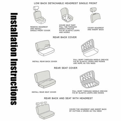 9Pcs Car Seat Covers Full Set Automotive 5-Seats Front Rear Covers Headrest Protectors