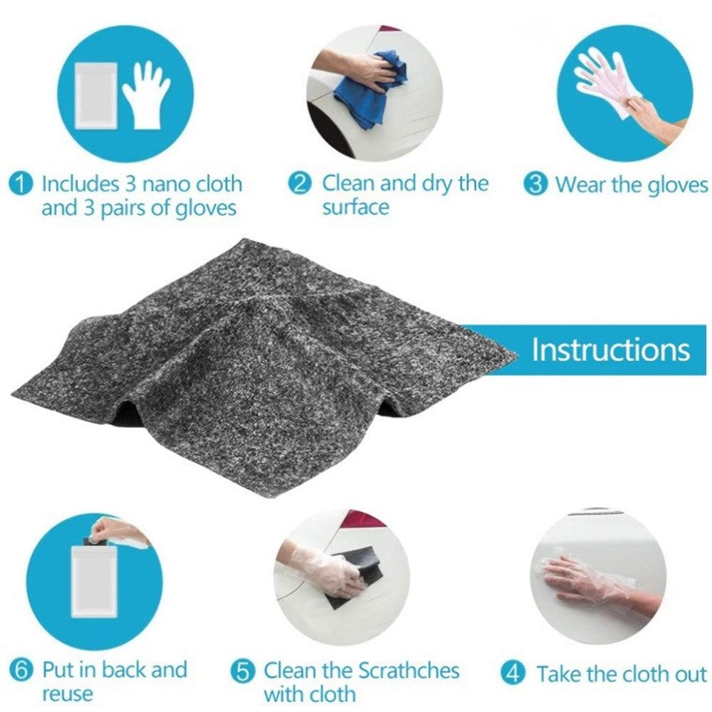 5Pcs 10 x 20cm Multifunction Nano-fiber Car Scratch Repair Cloth for Polishing Stain Removal