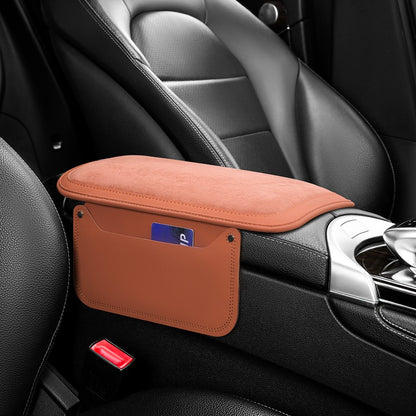 For Performance X3 / X4 / F30 / F06 / F02 Car Armrest Pad Leather Elbow Rest Cover with Storage Pocket