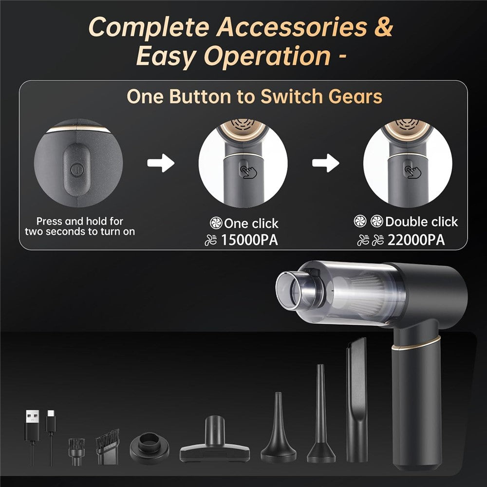 Portable Car Vacuum Cleaner Suction Blowing 2 in 1 High Power 22000Pa Wireless Cleaner for Auto / Home