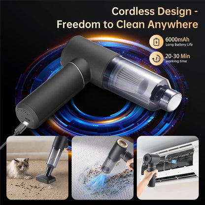 Portable Car Vacuum Cleaner Suction Blowing 2 in 1 High Power 22000Pa Wireless Cleaner for Auto / Home