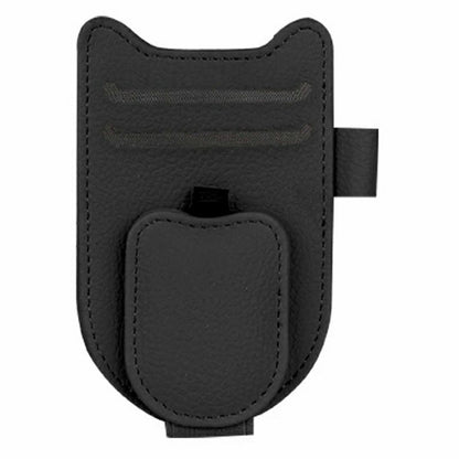 Multi-Functional Sunglasses Holder for Car Sun Visor Clip On PU Leather Card Organizer with Pen Loop