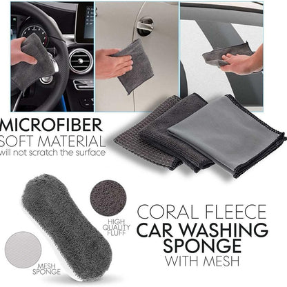 9Pcs Car Wash Kit Microfiber Towel Sponge Wax Applicator Wheel Brush Scratch Free Cleaning Set