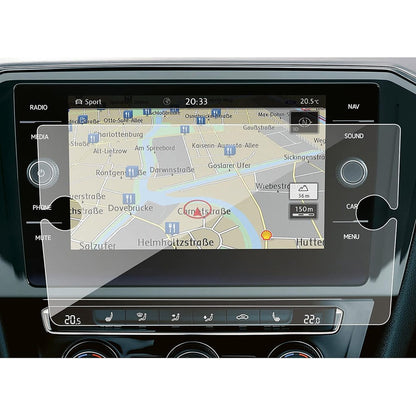 For T-ROC 2018 8 Inch Navigation Screen Protector 9H Hardness Shatterproof Tempered Glass Film (with Knob Holes)