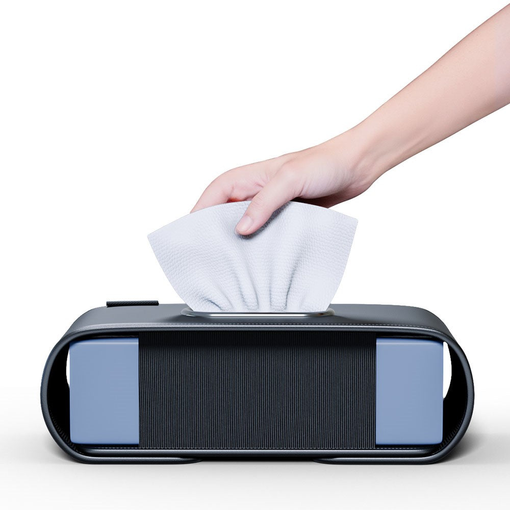 KABULUN Car Tissue Box Holder Multi-function Organizer Leather Elastic Clip Mount for Dashboard