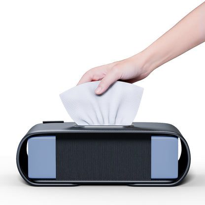KABULUN Car Tissue Box Holder Multi-function Organizer Leather Elastic Clip Mount for Dashboard