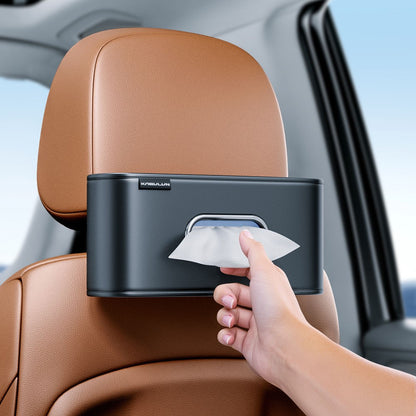 KABULUN Car Tissue Box Holder Multi-function Organizer Leather Elastic Clip Mount for Dashboard
