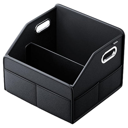 Car Trunk Organizer Storage Box PU Leather Foldable Storage Container Multi-Compartment