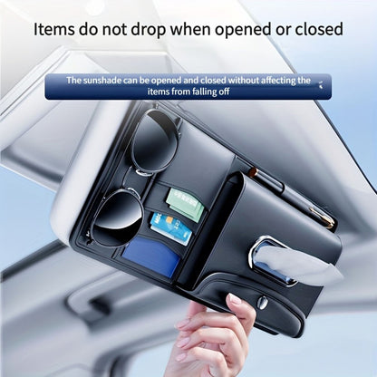 Car Sun Visor Organizer Tissue Box Holder Glasses Storage Compartment Multi-functional Card Storage Pouch for Cars Trucks