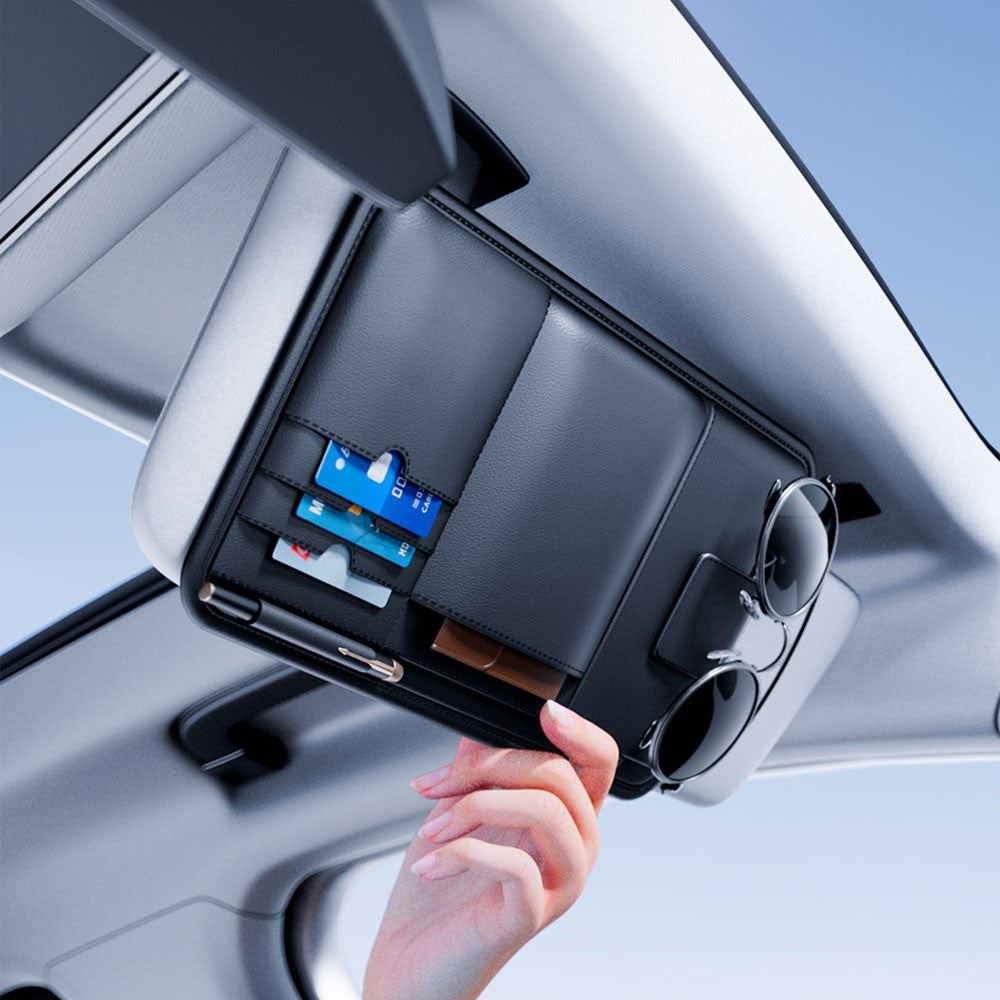 Car Sun Visor Organizer Multi-Function Storage Bag Glasses Card Holder Document Storage Pouch