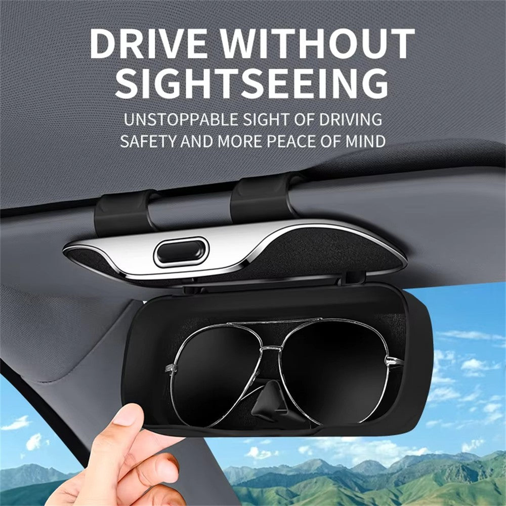 Clip-on Sun Visor Mount Sunglasses Storage Box Space Saving Car Glasses Holder Case