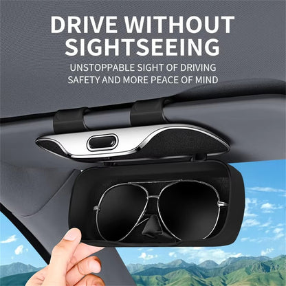 Clip-on Sun Visor Mount Sunglasses Storage Box Space Saving Car Glasses Holder Case