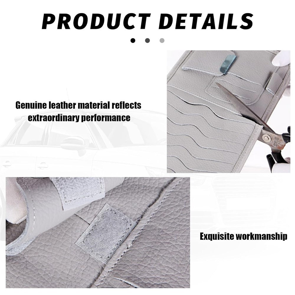 Car Sun Visor Multifunctional Card Organizer PU Leather CD Storage Case Sunglasses Clip Pen Holder