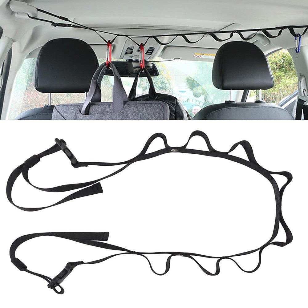 Car Interior Roof Clothesline 83-119cm Adjustable High Strength Nylon Vehicle Ceiling Hanging Strap for Travel Camping (without Hook)