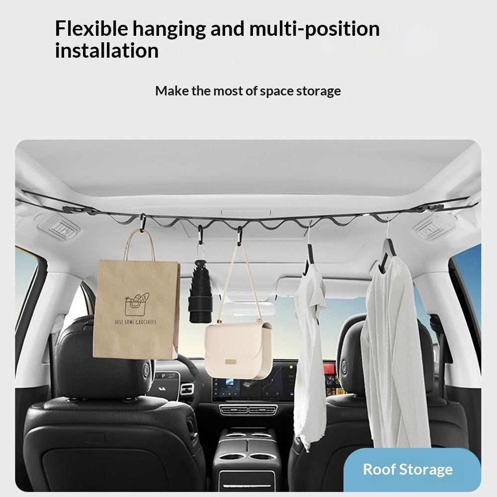 Car Interior Roof Clothesline 83-119cm Adjustable High Strength Nylon Vehicle Ceiling Hanging Strap for Travel Camping (without Hook)