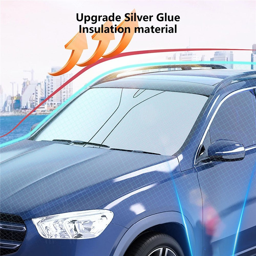 Size L Foldable Car Windshield Sunshade Silver Coating UV Protection Heat Insulation Sun Shade for Universal Vehicle