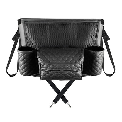 Car Seat Back Organizer PU Leather Multi-Pocket Storage Bag with Cup Holders for Vehicle Interior