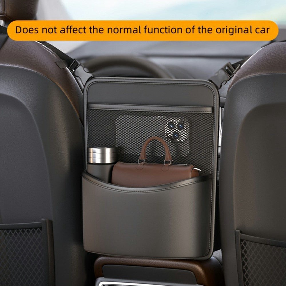 Transparent Touch Window Car Seat Back Organizer Bag PU Leather Multi-Pocket Hanging Bag with Tissue Holder