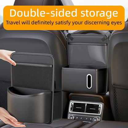 Transparent Touch Window Car Seat Back Organizer Bag PU Leather Multi-Pocket Hanging Bag with Tissue Holder
