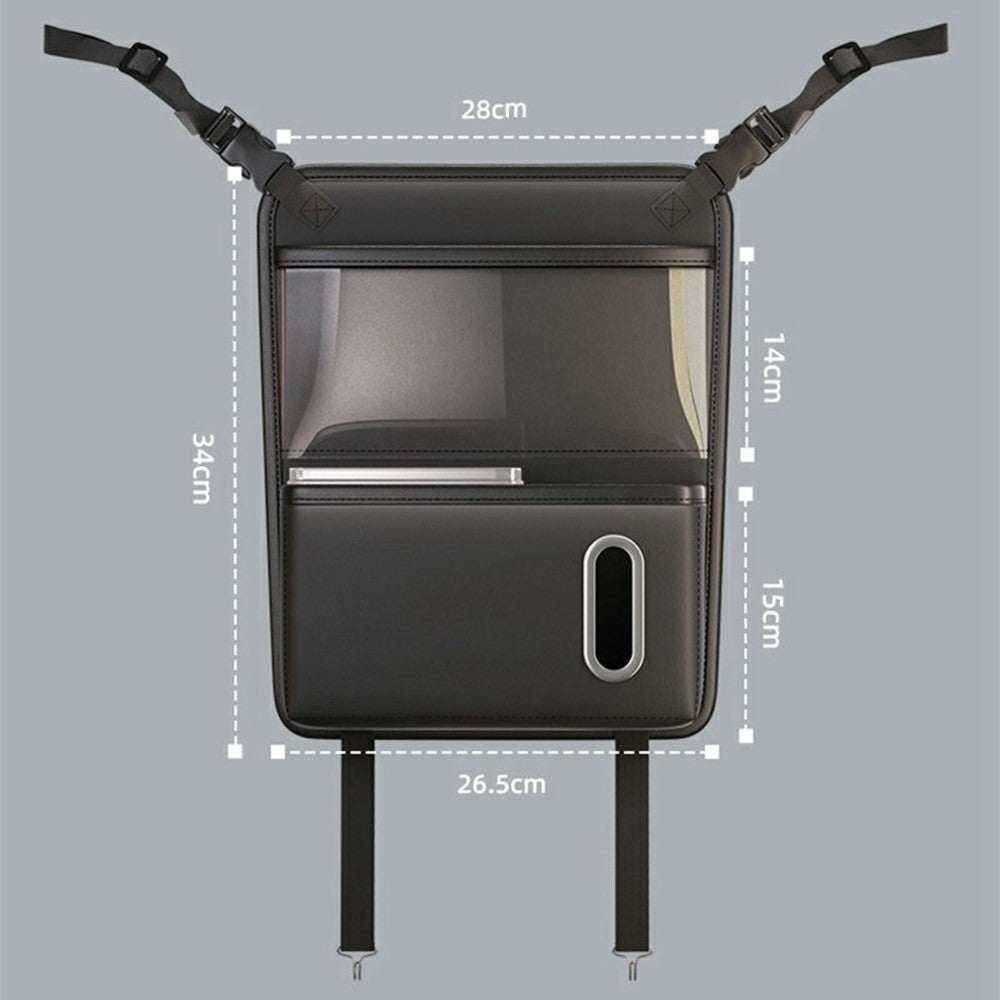 Transparent Touch Window Car Seat Back Organizer Bag PU Leather Multi-Pocket Hanging Bag with Tissue Holder
