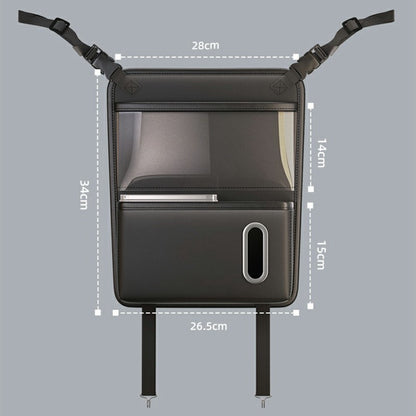 Transparent Touch Window Car Seat Back Organizer Bag PU Leather Multi-Pocket Hanging Bag with Tissue Holder