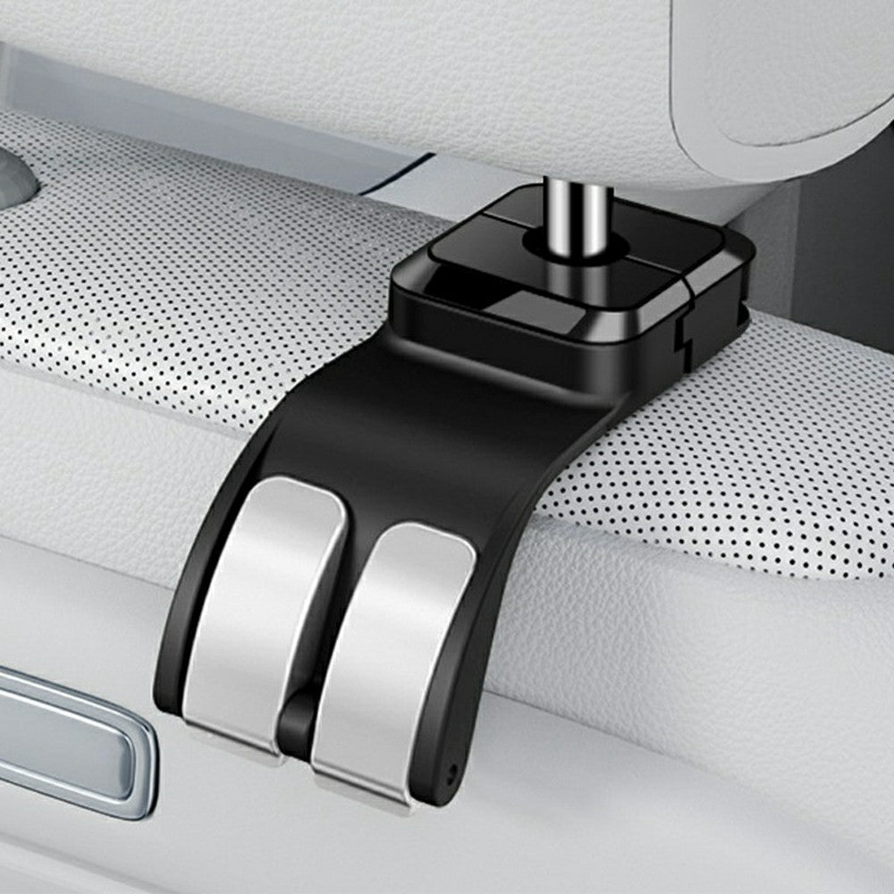 Double Hook Car Headrest Hanger 25KG Load Bearing Rear Seat Hanging Hook for Storage Organization