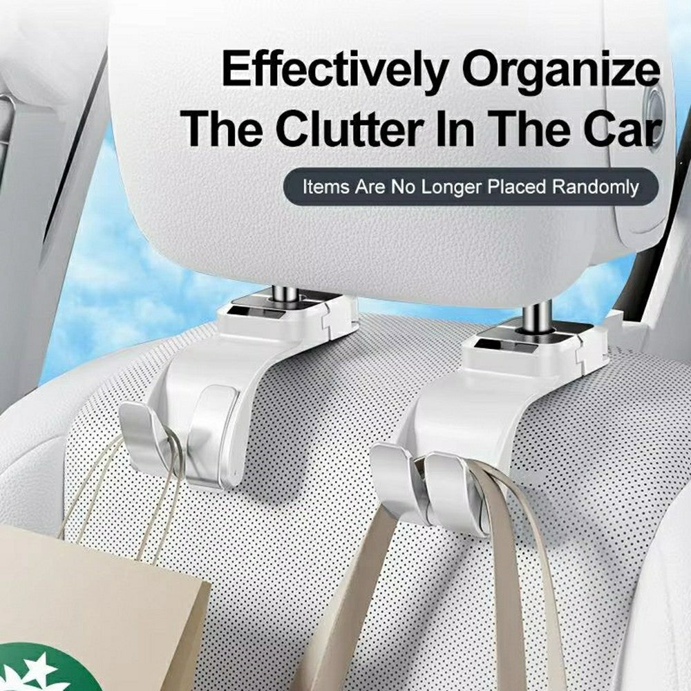Double Hook Car Headrest Hanger 25KG Load Bearing Rear Seat Hanging Hook for Storage Organization