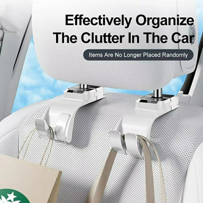 Double Hook Car Headrest Hanger 25KG Load Bearing Rear Seat Hanging Hook for Storage Organization