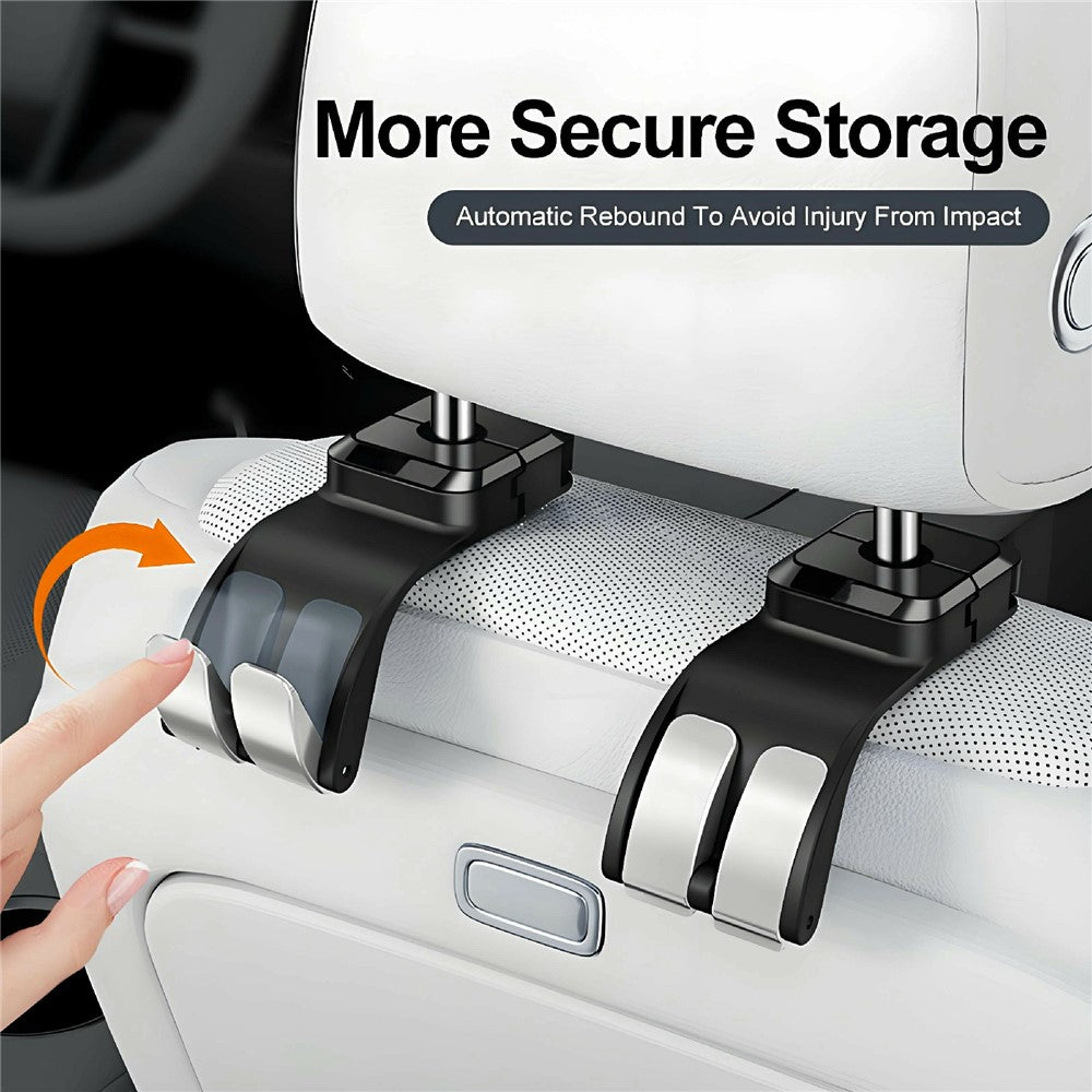 Double Hook Car Headrest Hanger 25KG Load Bearing Rear Seat Hanging Hook for Storage Organization
