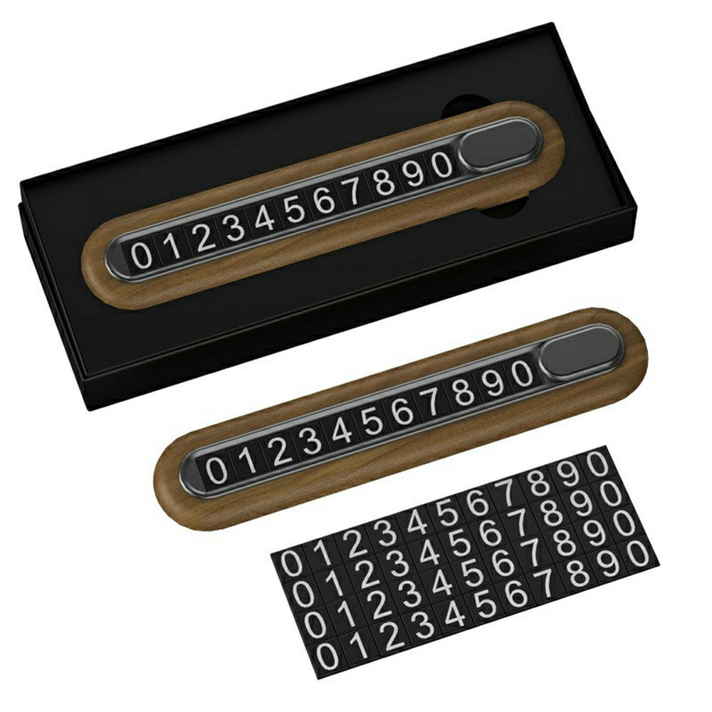 Walnut Wood Car Parking Sign Privacy Protection Hidden Temporary Car Parking Phone Number Card