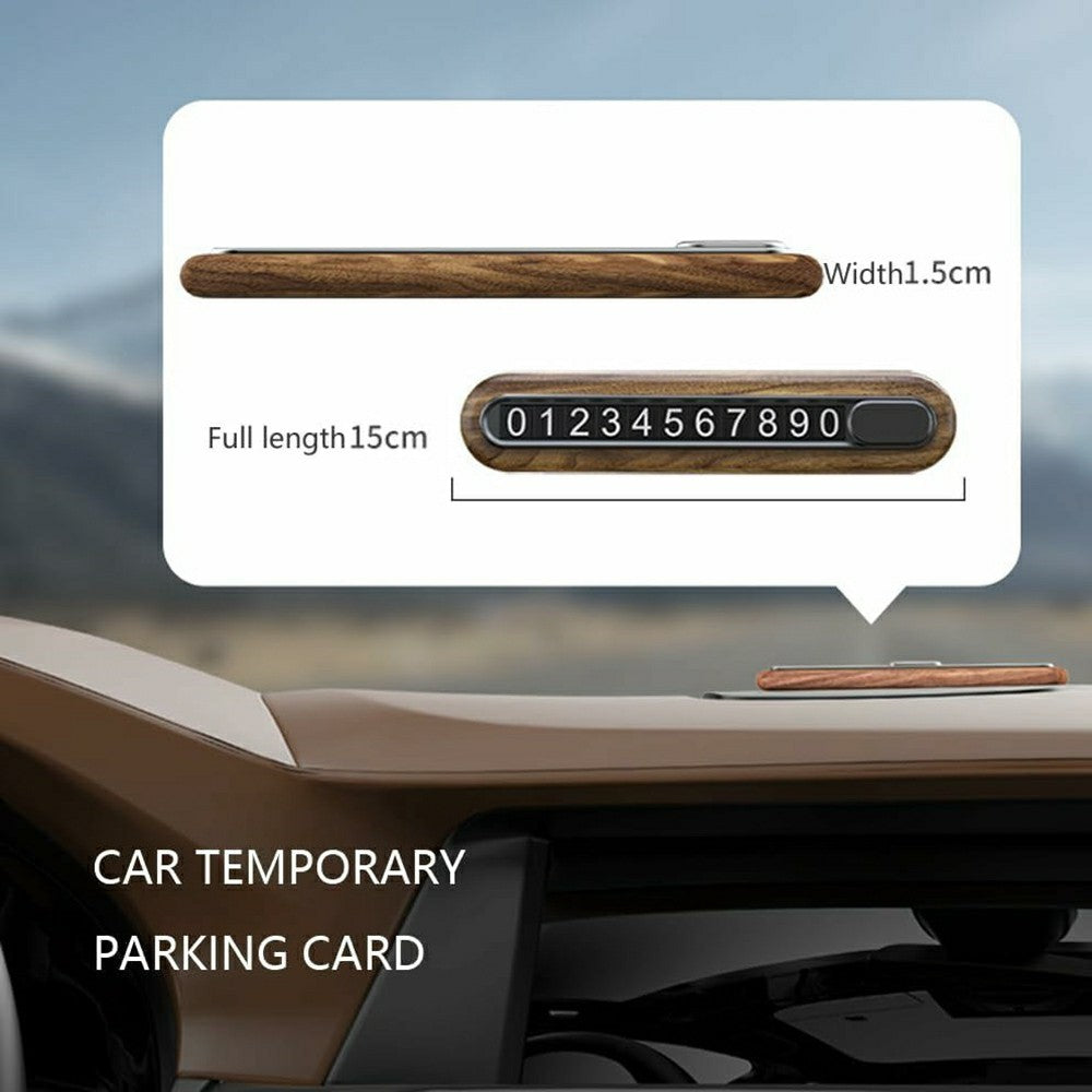 Walnut Wood Car Parking Sign Privacy Protection Hidden Temporary Car Parking Phone Number Card