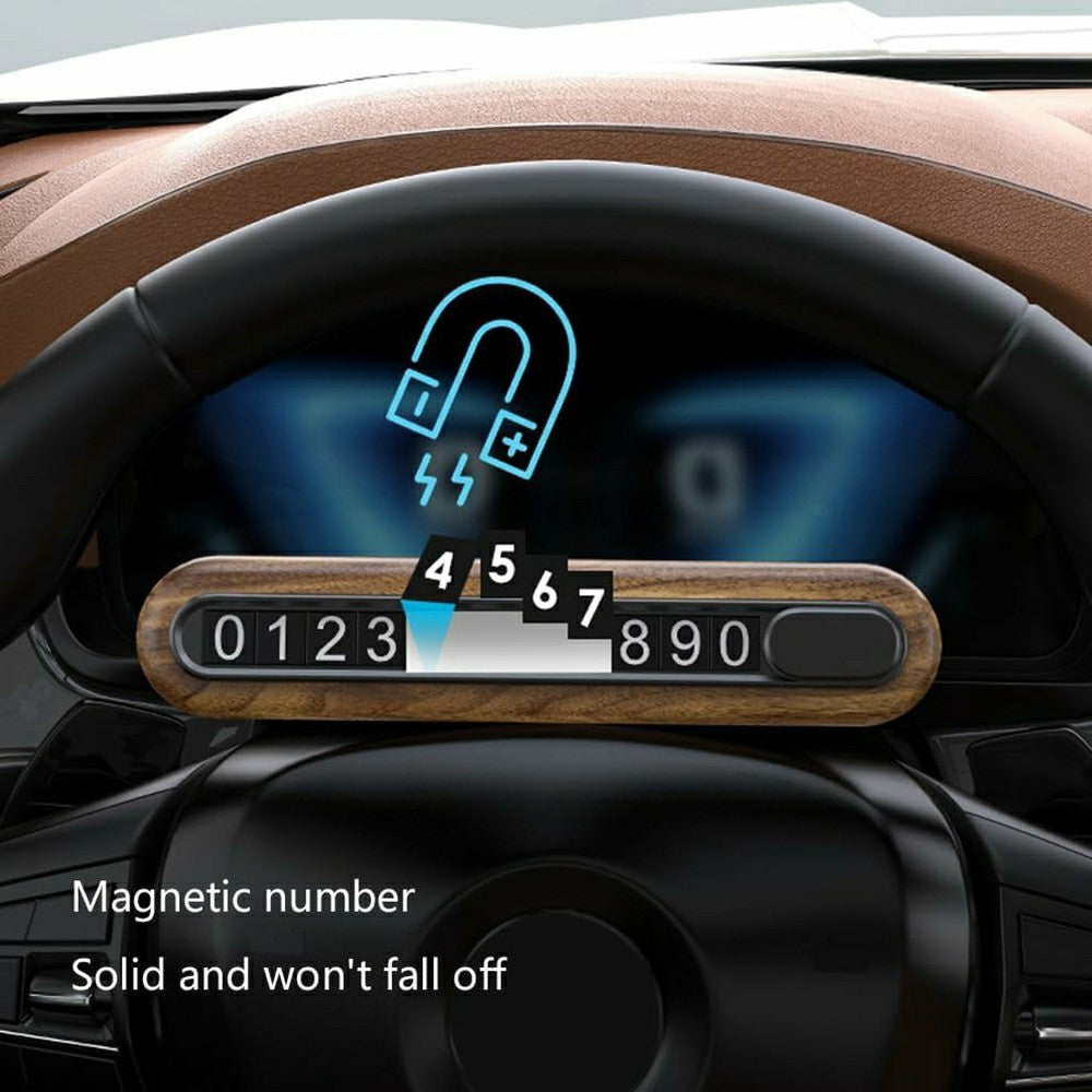 Walnut Wood Car Parking Sign Privacy Protection Hidden Temporary Car Parking Phone Number Card