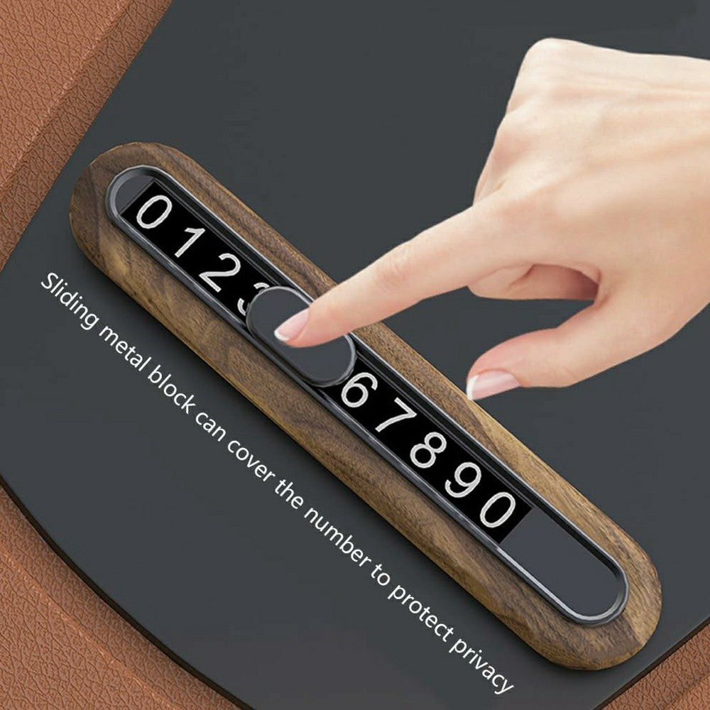 Walnut Wood Car Parking Sign Privacy Protection Hidden Temporary Car Parking Phone Number Card
