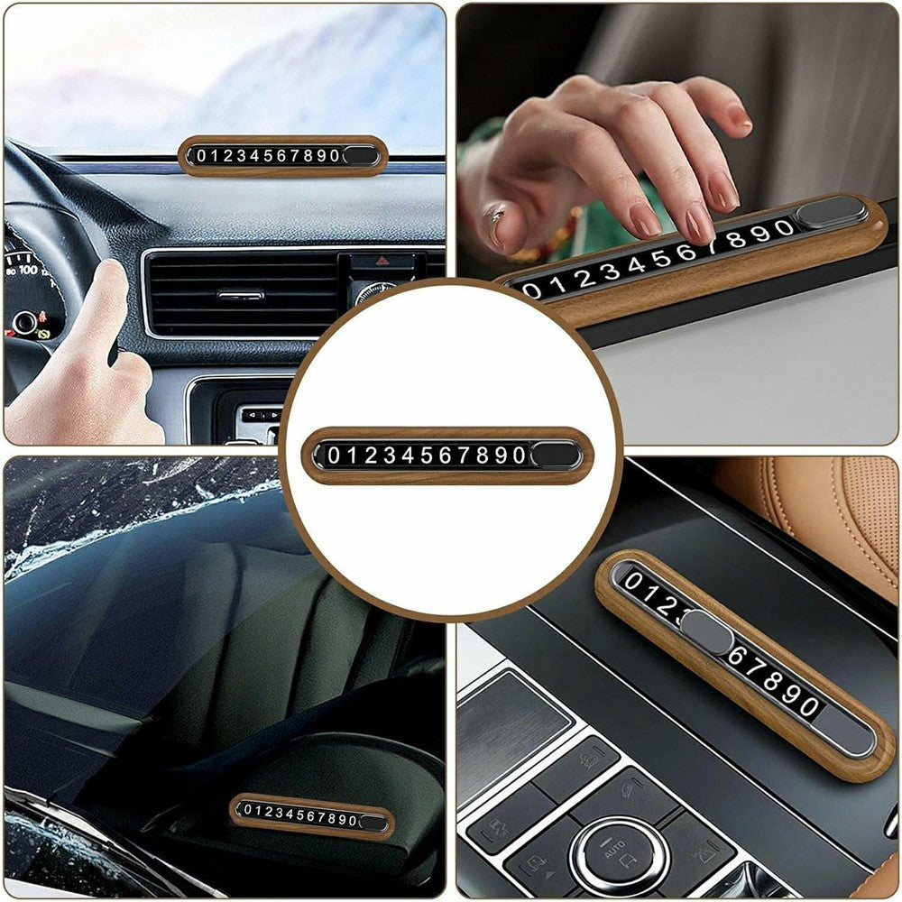 Walnut Wood Car Parking Sign Privacy Protection Hidden Temporary Car Parking Phone Number Card