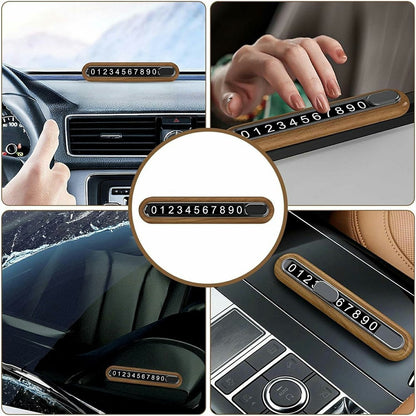 Walnut Wood Car Parking Sign Privacy Protection Hidden Temporary Car Parking Phone Number Card