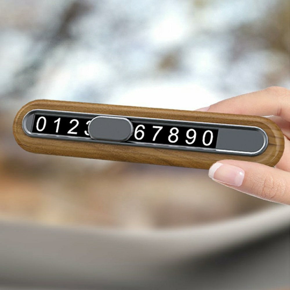 Walnut Wood Car Parking Sign Privacy Protection Hidden Temporary Car Parking Phone Number Card