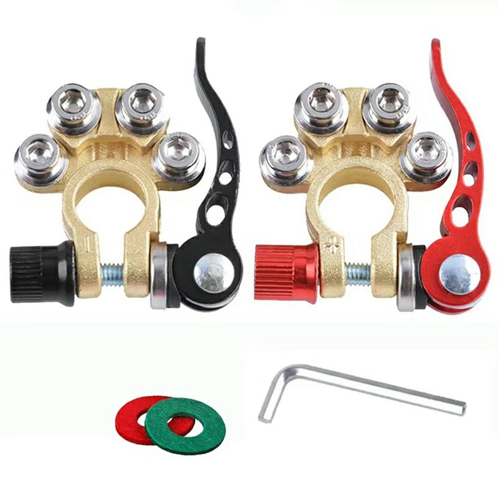 2Pcs Quick Release Battery Terminals 4 Way Car Battery Terminals Clamps 12V / 24V Battery Terminal Connectors for Car Truck Caravan