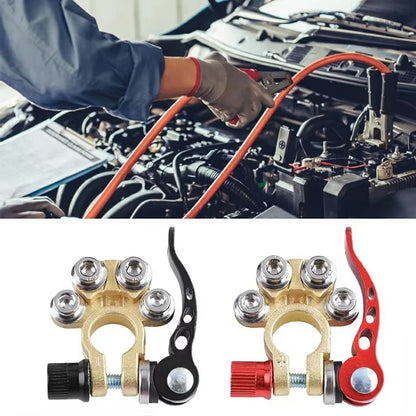2Pcs Quick Release Battery Terminals 4 Way Car Battery Terminals Clamps 12V / 24V Battery Terminal Connectors for Car Truck Caravan