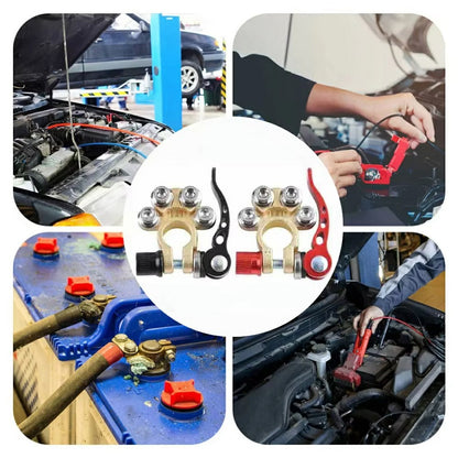 2Pcs Quick Release Battery Terminals 4 Way Car Battery Terminals Clamps 12V / 24V Battery Terminal Connectors for Car Truck Caravan