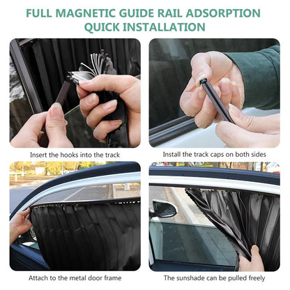 4Pcs / Set Car Magnetic Sunshade Side Window UV Protection Privacy Curtain for SUV Sedan