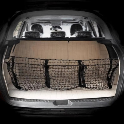 110x30cm Truck Cargo Net Organizer Mesh Storage Bag 3 Pockets Trunk Organizer for SUV Pickup Bed