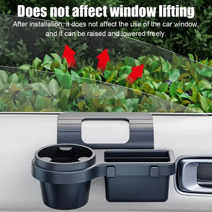 Car Window Organizer Multi-Function Cup Holder Phone Storage Box for Door Side Hanging